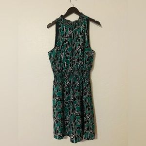 Black High Neck Floral Print Dress